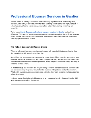 Professional Bouncer Services in Gwalior