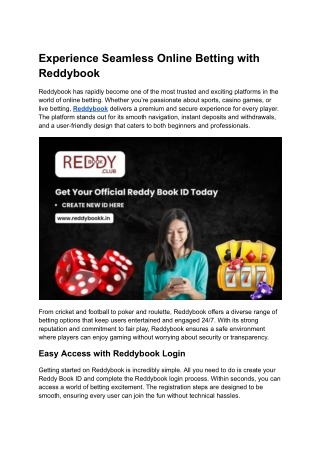 Experience Seamless Online Betting with Reddybook