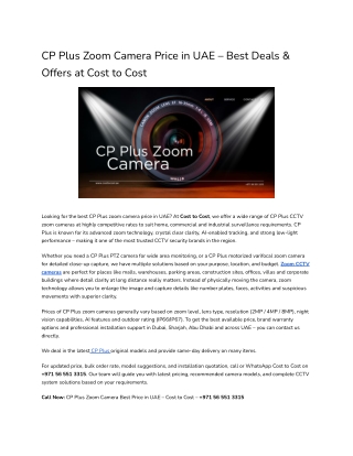CP Plus Zoom Camera Price in UAE – Best Deals & Offers at Cost to Cost