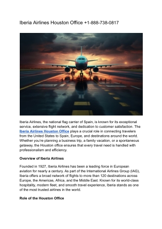 Iberia Airlines Houston Office  1-888-738-0817