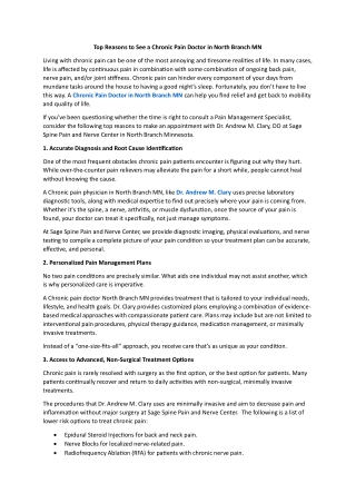 Top Reasons to See a Chronic Pain Doctor in North Branch MN