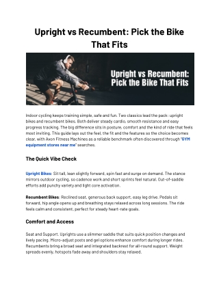 Upright Bike vs. Recumbent Bike: Pick the Ride That Fits You