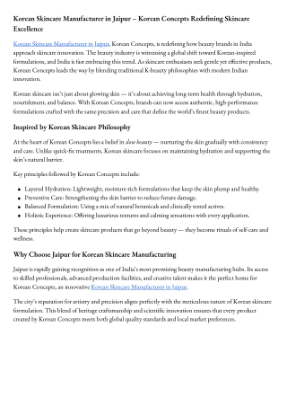 Korean Skincare Manufacturer in Jaipur