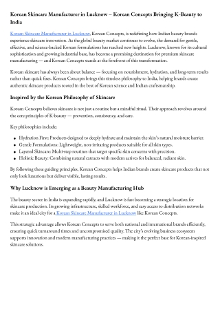 Korean Skincare Manufacturer in Lucknow