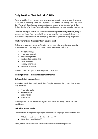 Daily Routines That Build Kids’ Skills