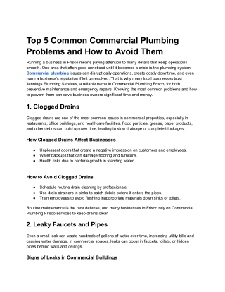 Effective Solutions for Common Commercial Plumbing Problems