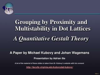 Grouping by Proximity and Multistability in Dot Lattices A Quantitative Gestalt Theory