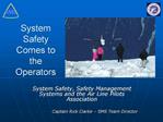 System Safety Comes to the Operators