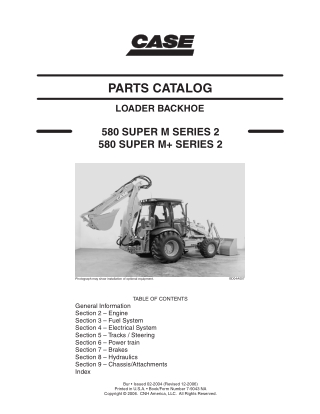 CASE 580 Super M  Series 2 Backhoe Loader Parts Catalogue Manual Instant Download