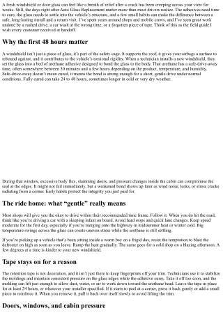 Top Safety Tips After Auto Glass Replacement