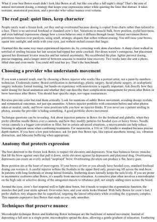 Natural Movement with Botox: Artful Dosing for an Expressive Face