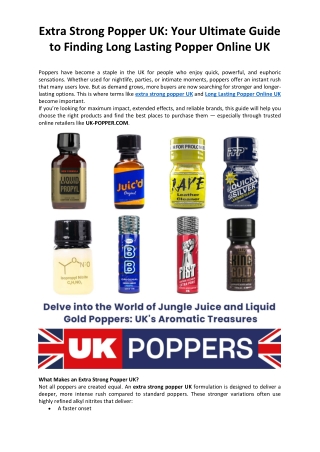 Extra Strong Popper UK: Your Ultimate Guide to Finding Long Lasting Popper