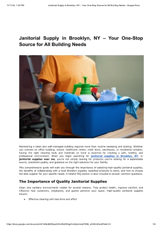 Janitorial Supply in Brooklyn, NY – Your One-Stop Source for All Building Needs