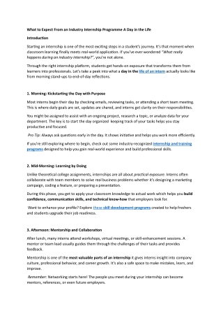 Discover What an Industry Internship Is Really Like for Freshers