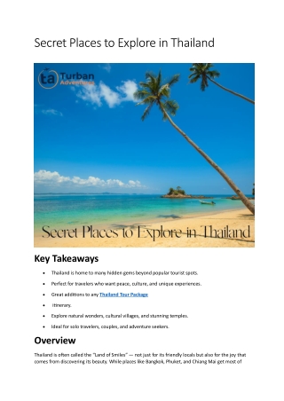 Secret Places to Explore in Thailand