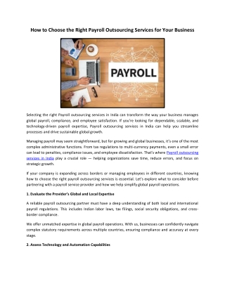 How to Choose the Right Payroll Outsourcing Services for Your Business