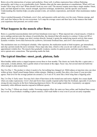 Botox Timeline: Onset, Peak, and Fade Explained