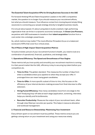 The Essential Talent Acquisition KPIs for Driving Business Success in the UAE
