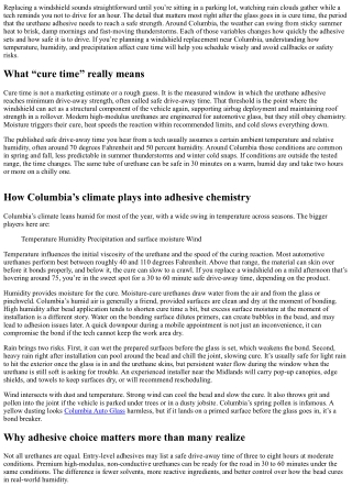 Windshield Replacement Near Columbia: How Weather Can Affect Cure Time