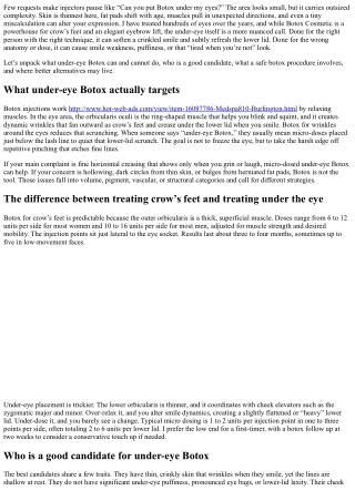 Under-Eye Botox: Risks, Benefits, and Alternatives