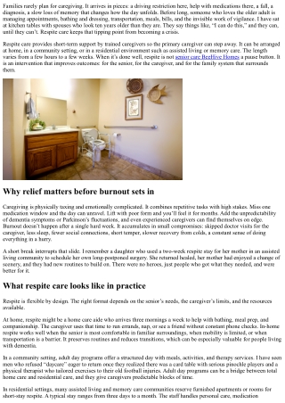 The Benefits of Respite Care: Relief, Renewal, and Better Outcomes for Seniors