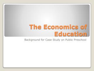 research topic on economics of education