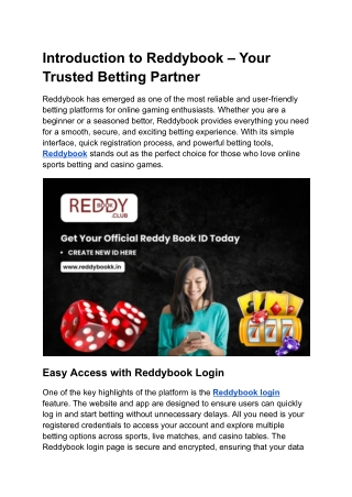 Introduction to Reddybook – Your Trusted Betting Partner