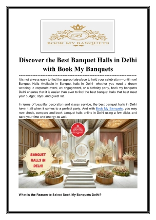 Discover the Best Banquet Halls in Delhi with Book My Banquets
