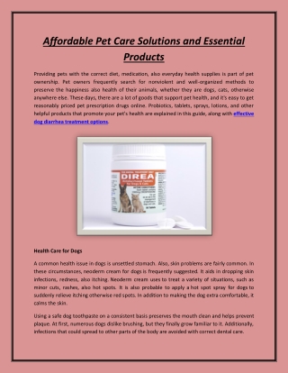 Affordable Pet Care Solutions and Essential Products