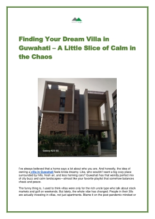 Luxury Villas in Guwahati | Villas for Sale | Infinity Heights