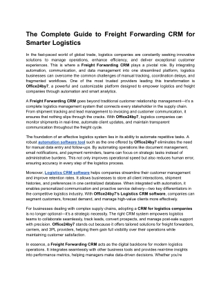 The Complete Guide to Freight Forwarding CRM for Smarter Logistics