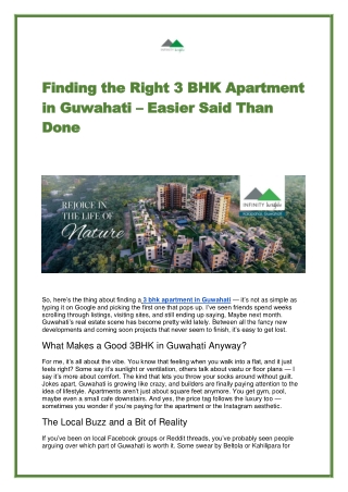 3 BHK Apartments & Flats in Guwahati | Infinity Heights