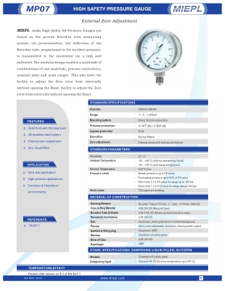High Safety Pressure Gauge - External Zero Adjustment | India Pressure Gauge