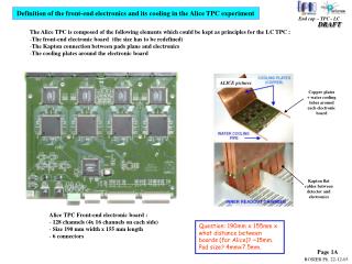 Definition of the front-end electronics and its cooling in the Alice TPC experiment