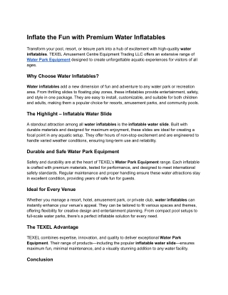 Inflate the Fun with Premium Water Inflatables