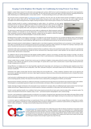 Keeping Cool In Brighton - How Regular Air Conditioning Servicing Protects Your Home