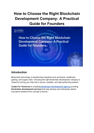 How to Choose the Right Blockchain Development Company_ A Practical Guide for Founders