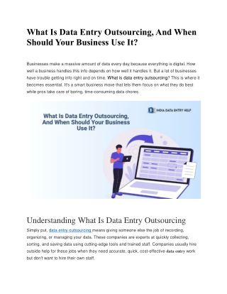 What Is Data Entry Outsourcing, And When Should Your Business Use It