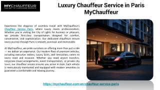Luxury Chauffeur Service in Paris | MyChauffeur