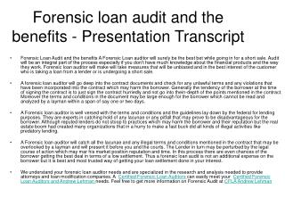 certified forensic loan auditor