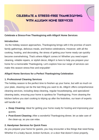 Celebrate a Stress-Free Thanksgiving with AllignX Home Services