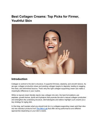 Best Collagen Creams: Top Picks for Firmer, Youthful Skin