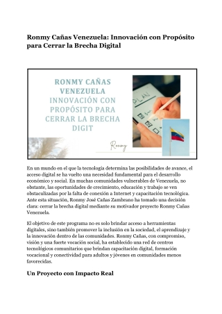 Ronmy Cañas Venezuela_ Innovación con Propósito para Cerrar la Brecha Digital