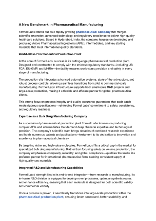 A New Benchmark in Pharmaceutical Manufacturing