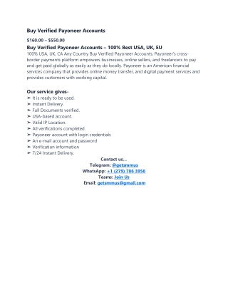 Buy Verified Payoneer Accounts