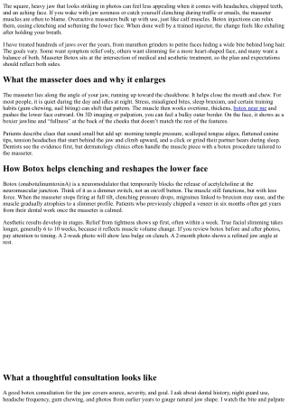 Masseter Botox: Relief for Clenching and Facial Slimming