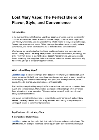 Lost Mary Vape_ The Perfect Blend of Flavor, Style, and Convenience - Google Docs