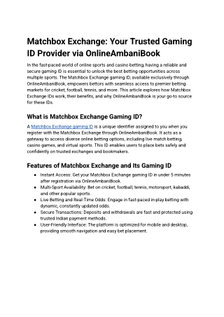 Matchbox Exchange_ Your Trusted Gaming ID Provider via OnlineAmbaniBook
