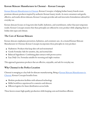 Korean Skincare Manufacturer in Chennai