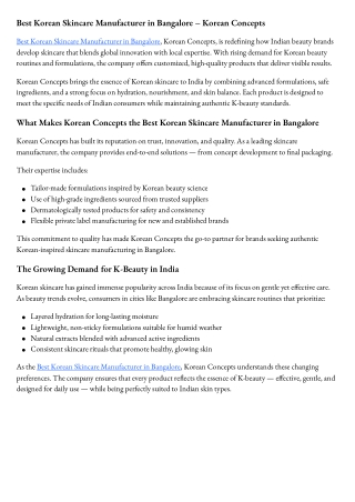 Best Korean Skincare Manufacturer in Bangalore